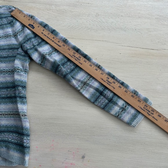 LLBean Vintage Womens Wool Fair Isle Sweater Pullover Blue Green Size Large - Picture 9 of 10